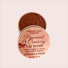 Load image into Gallery viewer, PEPPERMINT CRANBERRY Lip Scrub with Saffron