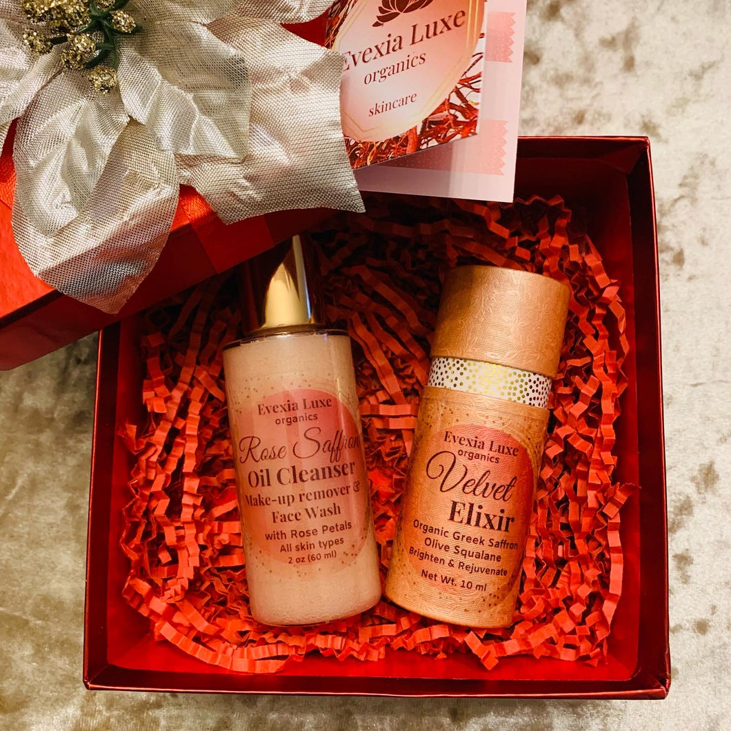 Rose Saffron Creamy Oil Cleanser & Velvet Elixir Illuminate 24hr Ageless Facial Oil - Travel Size